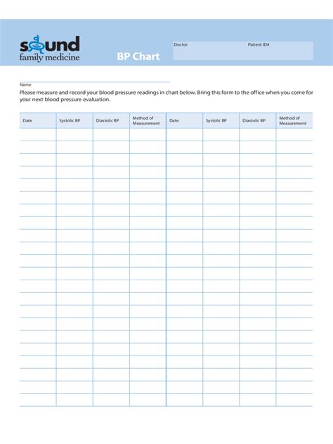 Printable Nhs Blood Pressure Recording Chart