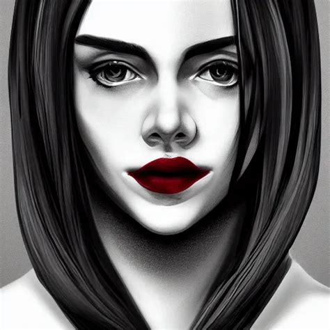 Portrait Of A Women Black And White Red Tones Trend Stable