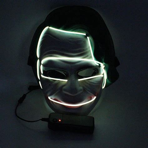 Cheap Halloween Mask Glow In Dark Led Light Up Face Mask Scary Skull