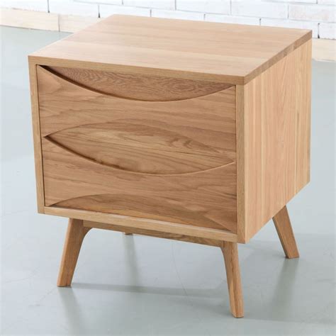 Arne 2 Drawer Bedside Table Solid Oak 55x45x60cm Straight Legs