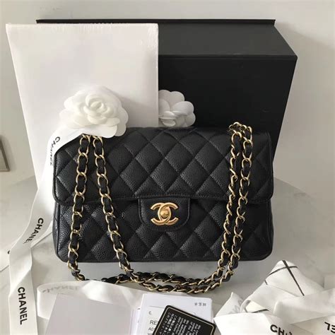 New Authentic Chanel 2018 Black Caviar Small Double Flap Bag Ghw Rare