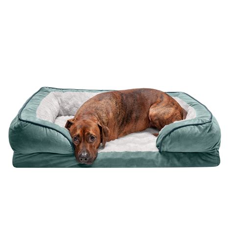 Furhaven Pet Dog Bed Memory Foam Perfect Comfort Velvet Waves Sofa