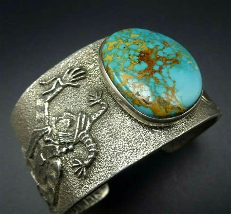 PHILANDER BEGAY Tufa Cast Sterling Silver TURQUOISE And 14K GOLD Cuff