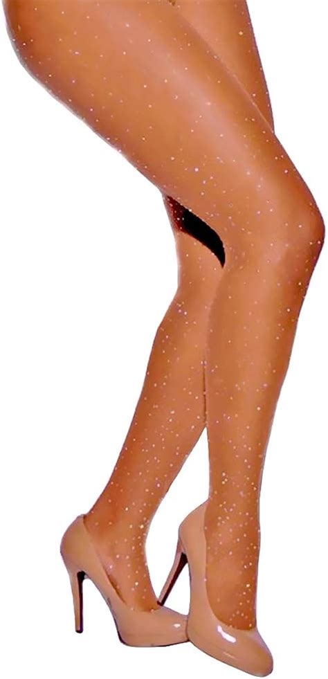 LUCKELF Women S Sexy Sparkle Rhinestone Pantyhose With Golden Silk