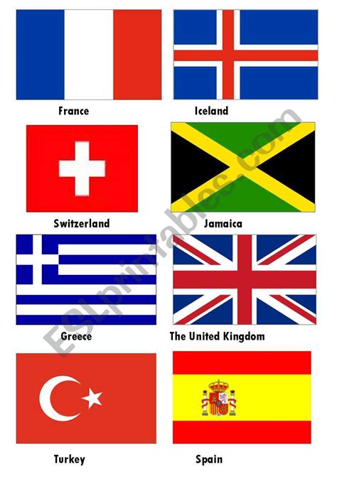 Flags Of Countries English Esl Worksheets World Flags Printable Images