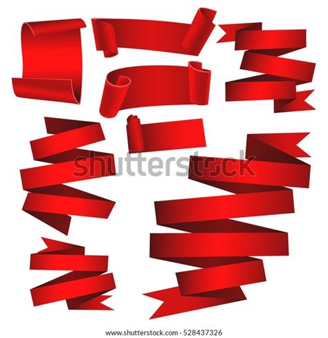 Set Celebratory Red Ribbons Stock Vector Royalty Free 528437326