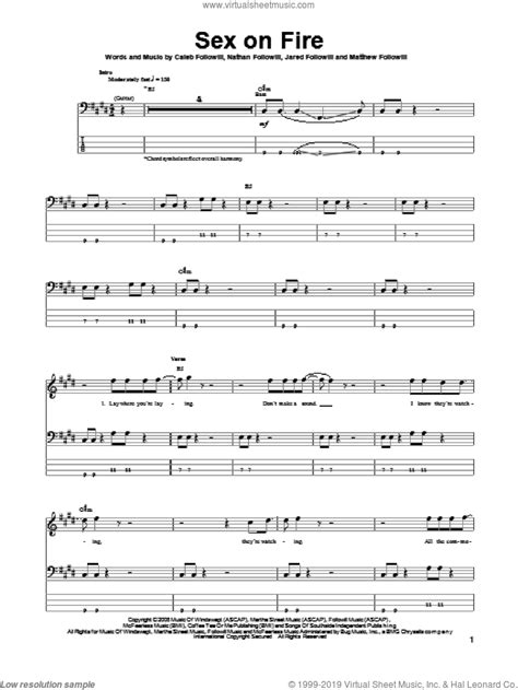 Leon Sex On Fire Sheet Music For Bass Tablature Bass Guitar Free Nude