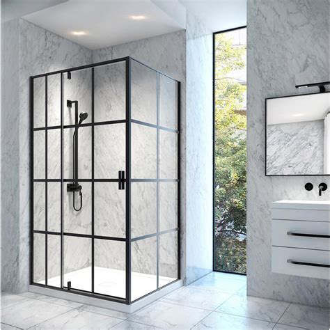 Aande Jana 48 In X 75 In Framed Pivoting Shower Door Enclosure And Base Kit With Clear Glass In