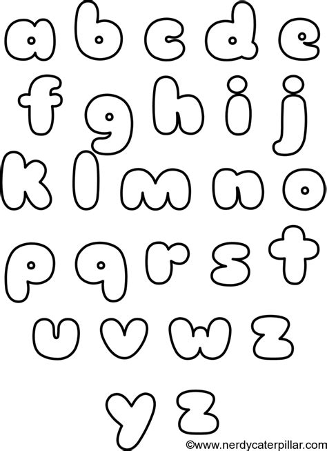 Lowercase Bubble Letters Printable Nerdy Caterpillar
