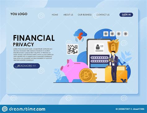 Business Man Financial Privacy Landing Page Vector Stock Vector