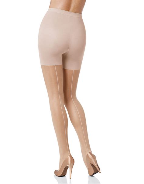 lyst spanx sheer back seam pantyhose in natural