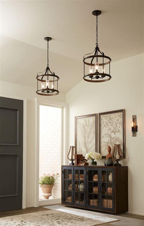 Rustic And Farmhouse Style Foyer Lights Add Warmth To Entryway Interior Design Of This Lovely Home