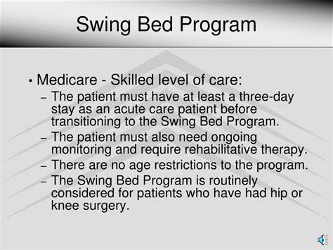 Ppt Swing Bed Program Powerpoint Presentation Free Download Id2931397