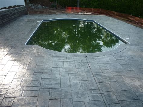 Stamped Concrete Pool Surround Pool Patio Concrete Pool Pool Remodel