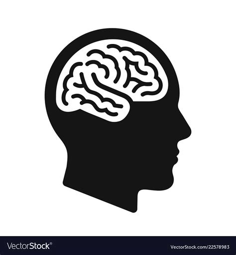 Human Head Profile With Brain Symbol Black Icon Vector Image