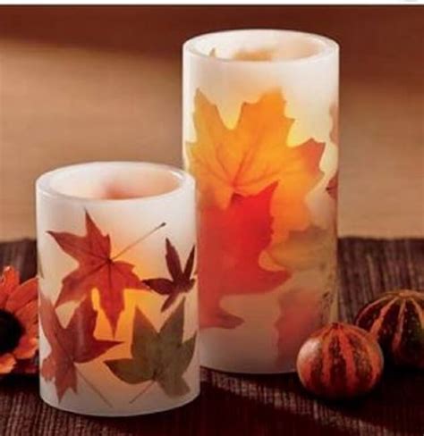 Led Autumn Leaves Pillar Candles Teton Timberline Trading