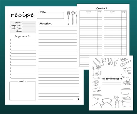 Recipe Journal My Kitchen Journaldigital Recipe Planner Etsy