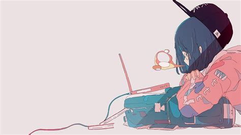 Wallpaper Manga Anime Girls Simple Background Minimalism Laptop