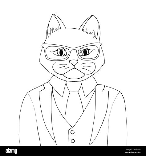 Hombre Cat Coloring Book Ilustración Vectorial Catman Vestida Con Un