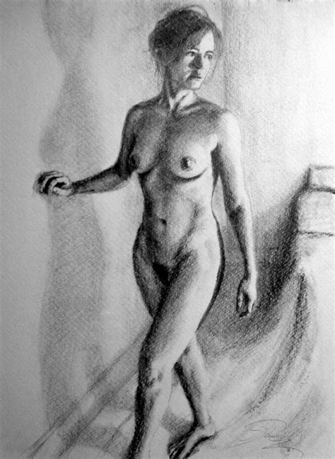 Figure Printable Minimalist Charcoal Drawing Of A Nude Woman Etsy Hot Sex Picture