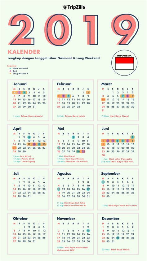 Kalender Libur Nasional 2019 Indonesia Kalender Desain Kalender