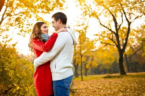 Romance Between Two Young Persons In Autumn Stock Photo Image Of