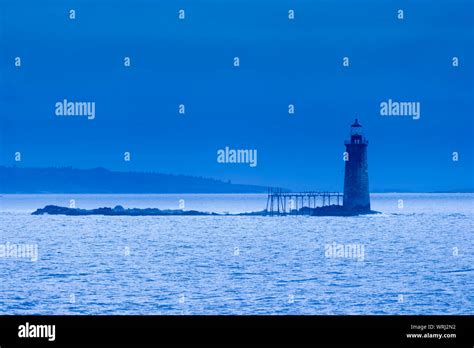Ram Island Ledge Lighthouse On A N Early Blue Morning Portland Maine