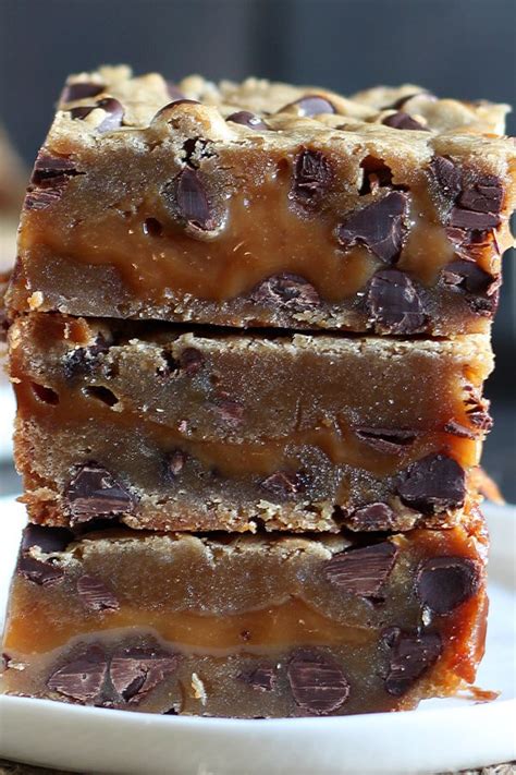 Salted Caramel Cookie Bars Feature Two Layers Of Chocolate Chip Cookie Sandwiching A Thick Layer