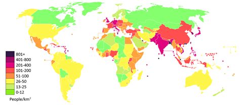 Population Density Of The World Per Sq Km Dataisbeautiful