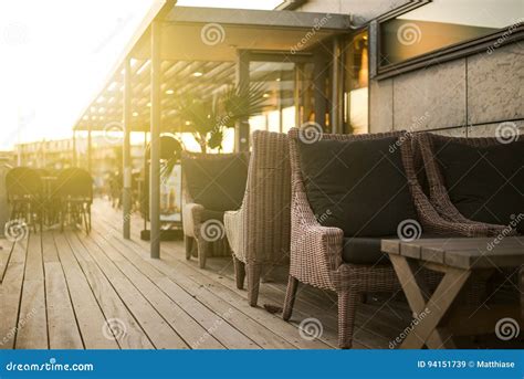 Outdoor Bar Lounge In Sunset Stock Image Image Of Black Cafe 94151739