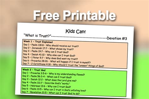 Free Printable What Is Trust Devotional For Kids