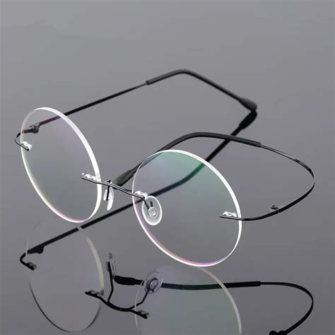 steve jobs star style foldable ultra light memory titanium rimless round myopia eyeglasses