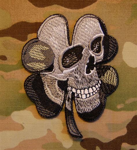 Pirate Skull Clover Military Army Morale Milspec Black Ops Swat Acu
