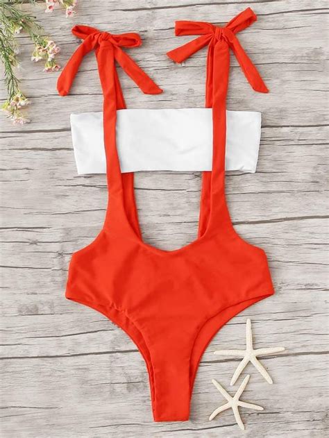 Bandeau With Knotted Suspender Two Piece Swimwear Two Piece Swimwear