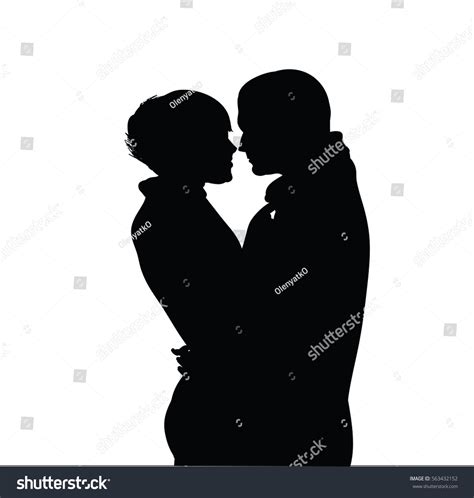 Silhouette Couple Love Man Woman Embracing Vector De Stock Libre De Regalías 563432152