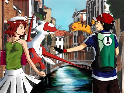 Ash Ketchum Bianca Pokemon Heroes Latias Pikachu Creatures Company Game Freak Nintendo