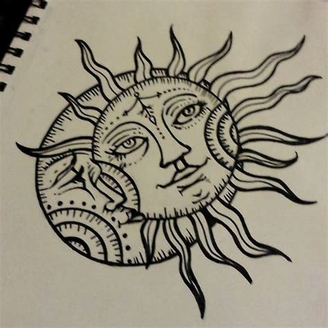 Trippy Cool Sun And Moon Drawings Rectangle Circle