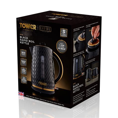 Tower T10052blk Empire Rapid Boil Kettle With Removable Filter 3000w