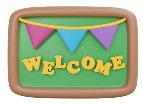 3d Rendering Back To School Board With Welcome Text Cartoon Style