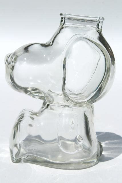 70s Vintage Clear Glass Snoopy Dog Piggy Bank Peanuts Coin Savings Bank