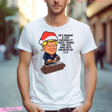 Donald Trump Santa Claus Funny Christmas Build The Wall Shirt Hersmiles