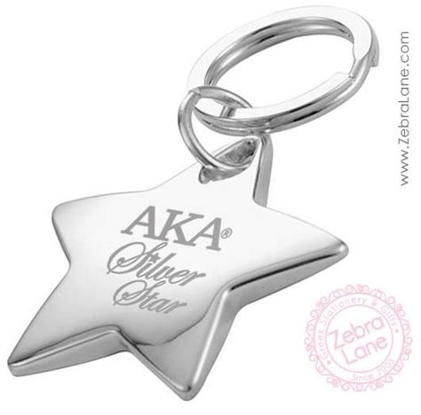 Aka Silver Star Keychain Engraved Alpha Kappa Alpha Silver Stars