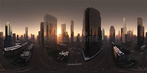 Panorama Of The City Environment Map Hdri Map Equidistant Projection