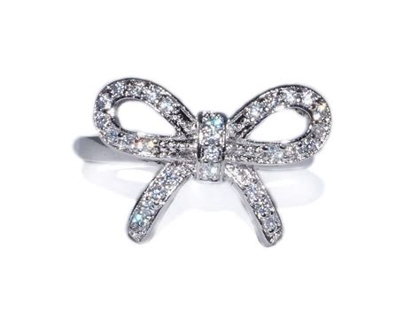 Sterling Silver And Cubic Zirconia Bow Ring Bow Ring Heart Ring