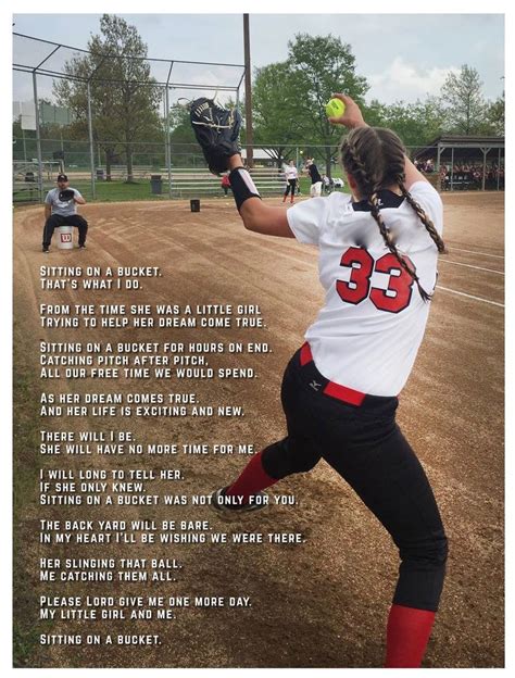 softball poem titled sitting on a bucket about father and daughter… sayings pinterest