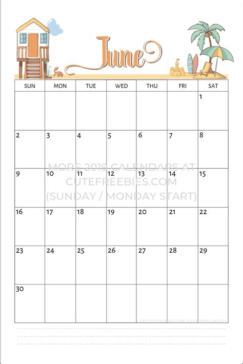 June Calendar June 2022 Printable Calendar Tropical Summer Etsy June