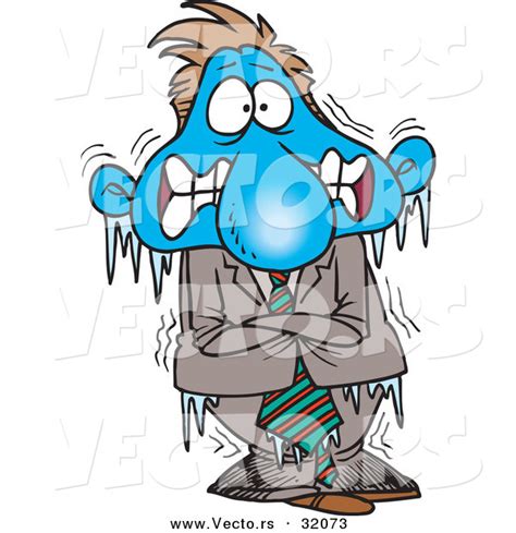 Vector Of A Frozen Cold Cartoon Businessman By Toonaday 32073