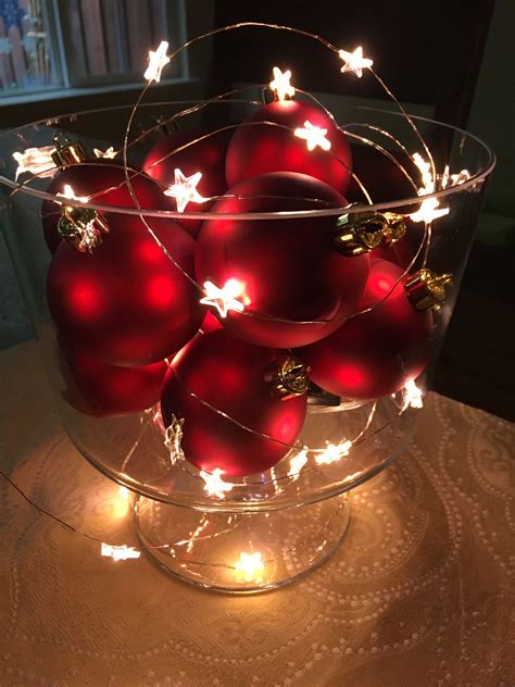 Trifle Dish Leftover Ornaments Led Lights Makes A Festive Centerpiece