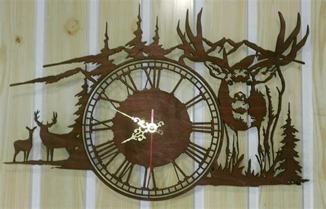 Deer Clock free dxf files for laser cutting download - Free Vector