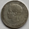 1898 Spain Alfonso XIII Silver Five Pesetas - M J Hughes Coins